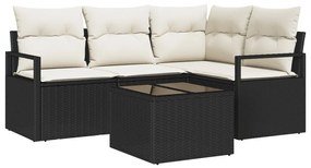 4 részes kerti kanapé szett párnákkal barna poli rattan, 2 fős kerti kanapé párnákkal fekete poli rattan