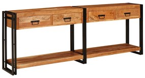 Konzolasztalok Egyéb 2 pcs Barna 200 x 33 x 75 cm Tömör akácfa