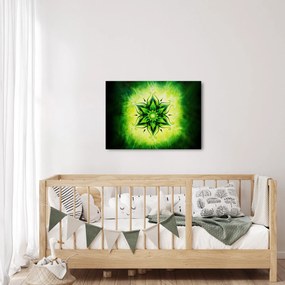 Kép - Virág mandala zöld háttérrel (70x50 cm)
