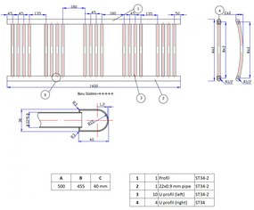 Fekete 500x1400mm törölközőszárítós fürdőszobai radiátor Welland Lux | Készletről | Gyors kiszállítással