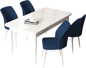 Arp étkezőgarnitúra, fehér-tengerészkék, 110 cm
