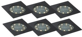6 darabos fekete négyzet alakú földbe süllyeszthető spotlámpa szett LED-del IP65 Solar - Terry