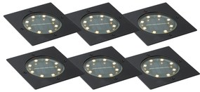 6 db fekete négyzet alakú napelemes talajspot szett LED-del IP65 - Terry