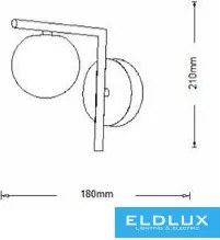 UNIVERSO Fali lámpa 1xG9 Max.60w IP20 180x210mm Óarany