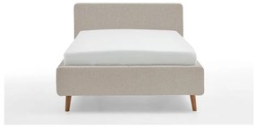 Bézs kárpitozott ágyneműtartós franciaágy ágyráccsal 140x200 cm Mattis – Meise Möbel