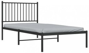 fekete fém ágykeret fejtámlával 90 x 190 cm