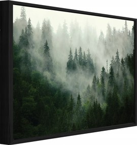 Vászonkép Fekete Keretben Erdő A Ködben Természet Nappali Hálószoba 120x80