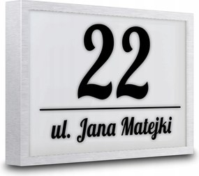 Megvilágított Házszám Led Címtábla 33x22 cm Ezüst Házszám