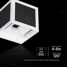 Napelemes fali LED-lámpa érzékelővel, 9W, 3,7V, 3000/4000/6000K, IP65, 2600 mAh, fehér