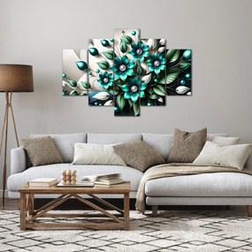 Kép - 3D türkiz virágok (150x105 cm)