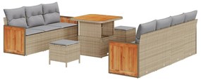 Kerti Kanapé Szett 10 pcs Beige és világosszürke