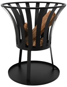 Hordozható fa tűzrakóhely rostéllyal fekete