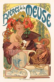 Festmény reprodukció Bières De La Meuse (Art Nouveau Beer Lady) - Alphonse Mucha, (26.7 x 40 cm)