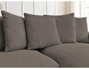 Szürkésbarna kordbársony kinyitható-tárolóhelyes sarokkanapé Voltaire – Bobochic Paris