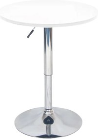 Bárasztal, magasság állítással, króm/fehér, átmérő 60 cm, BRANY 2 NEW