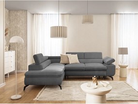 Szürke zsenília sarokkanapé (bal oldali-L alakú) Marbeya – Ropez