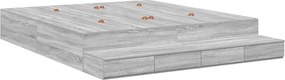 vidaXL Ágykeret tárolóval fiókkal Szürke Sonoma 180 cm Faanyag