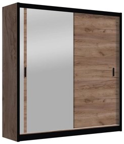 SABRINA gardróbszekrény tükörrel, 180x215 cm, craft tölgy