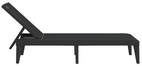 Antracitszürke PP napozóágy 186 x 60 x 29 cm