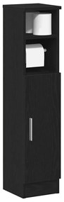 fekete fürdőszobaszekrény tekercstartóval 20,5x22x90 cm