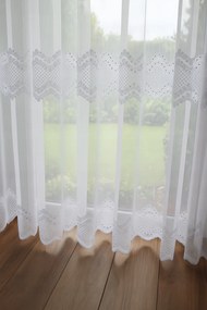 Függöny méteráru hímzéssel Bambusz Sűrű Nikkel Fehér magasság: 305 cm