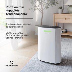 Klarstein AeroDry Smart 12 párátlanító, 12 l/nap, 18 m², páratartalom érzékelő, irányítás alkalmazás segítségével, 135 m³/h