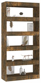 füstös tölgy színű fa könyvszekrény/térelválasztó 80x30x166 cm
