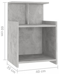 betonszürke szerelt fa éjjeliszekrény 40 x 35 x 60 cm