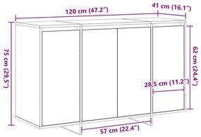 Fehér Oldalszekrény Fehér Mérnöki Fa 120 x 41 x 75 cm