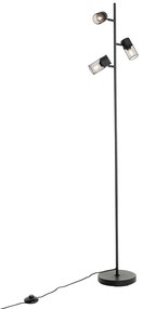 Ipari állólámpa fekete 3 lámpás - Jim