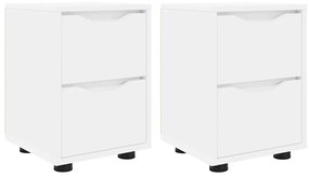 vidaXL Éjjeliszekrények fiókkal 2 pcs Fehér 30,5 x 30 x 43 cm Faanyag
