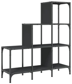 fekete szerelt fa és fém könyvszekrény 92 x 30 x 102 cm