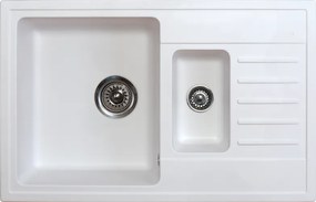 Quadro Plus 1.5D Metalac 158552 Gránit Mosogatótálca - Extra mély, Csepegtetőtálcás, Design, Fehér