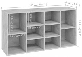 betonszürke szerelt fa cipőtároló pad 103 x 30 x 54,5 cm