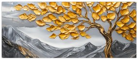 Kép – Fa arany levelekkel (120x50 cm)