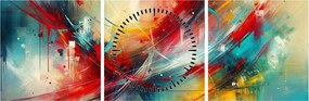 Kép – Absztrakció pirossal (órával) (90x30 cm)