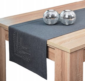 Asztalterítő Panama Decor strasszos 40x180 foltálló grafit csík