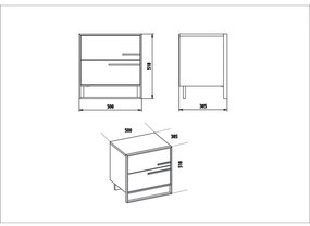 Éjjeliszekrény POLKA 51,8x50 cm arany/fehér