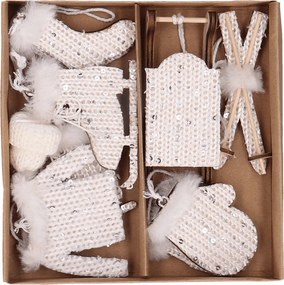 Fa medál szett krémszínű 5-10cm 6db-os