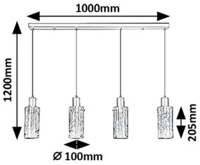 Rabalux 72039 - Csillár zsinóron FUMEA 4xE27/60W/230V