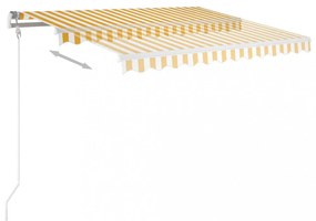 sárga-fehér kézzel kihúzható póznás napellenző 350 x 250 cm