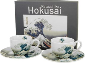 2 db-os eszpresszó csésze szett 90ml Hokusai The Great Wave Porcelán Ajándék