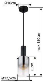 Globo 15907H - Csillár zsinóron FLORENTINA 1xE27/40W/230V átm. 12,5 cm fekete