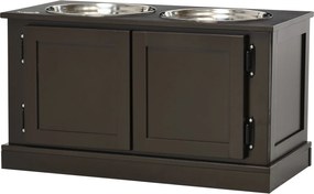 PawHut Magasított Kutyatáposztó, 2 Rozsdamentes Acél Táljal, 29.5L Vizes Tál, Kutyatáposztó Nagy Kutyáknak, Kávé | Aosom