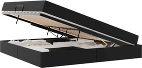 vidaXL Ágy tárolóval és matraccal matracmal tárolóval 2 pcs Fekete Bőr