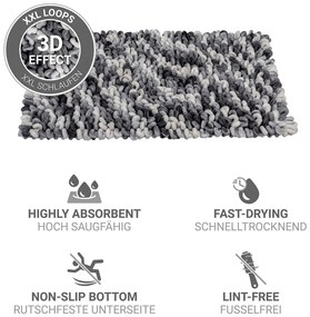 Szürkéskék textil fürdőszobai kilépő 60x90 cm Lerici – Wenko