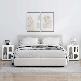 vidaXL Éjjeli asztal 2 pcs Magas Fényű Fehér 40 x 35 x 50 cm Faanyag