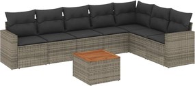 vidaXL 8 részes szürke polyrattan kerti ülőgarnitúra párnákkal