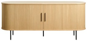 Natúr színű alacsony komód tolóajtóval, tölgyfa dekorral 76x180 cm Nola – Unique Furniture