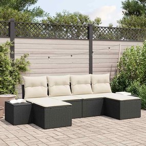 Kerti Kanapé Szett 6 pcs Fekete és krémszínű 184 x 62 x 85 cm